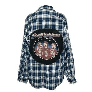 Upcycle Foo Fighters Band Tee Flannel Size M